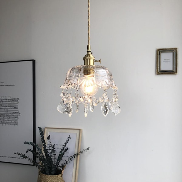 20 cm liten ljuskrona i mässing, 220V E27*1 utan glödlampa