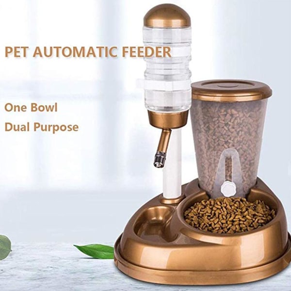 Dubbel användning Pet Cat Hund automatisk matare med vattenfontän