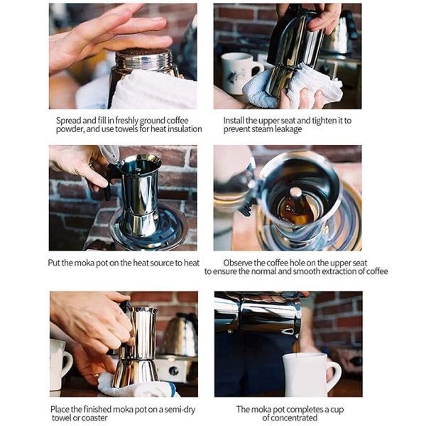 Espressobryggare med rostfritt stål Lätt att använda och snabbt