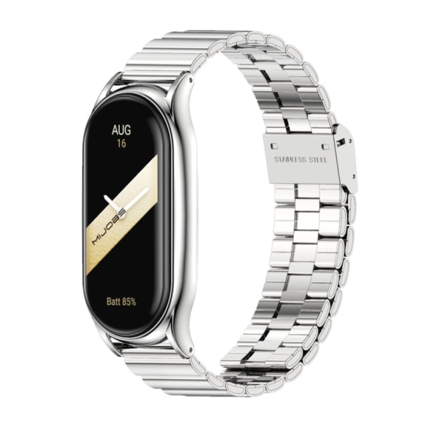 Mijobs Plus Case Bamboo Spänne Metal Watch Band För Xiaomi Mi Band 8 (Silver) Silver For Xiaomi Mi Band 8