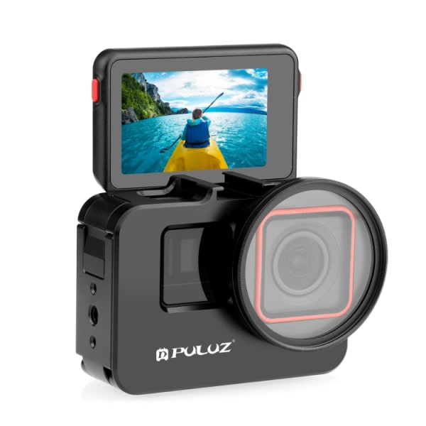 PULUZ metallkamerabur för Insta360 Ace / Ace Pro Action Camera Expand skyddsram med 52 mm UV-filter och adapterring Black