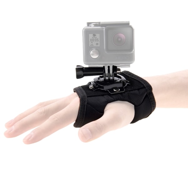 PULUZ 360 graders rotationshandskstil Handskremsband för GoPro Hero12 Svart /11 /10 /9 /8 /7 /6 /5, Insta360 Ace Pro actionkameror Black