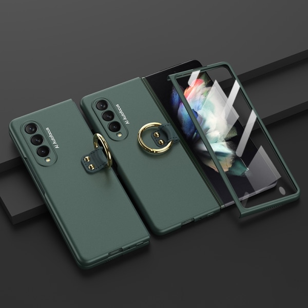 Ultratunt PC- case med ring för Samsung Galaxy Z Fold3 5G Dark Green
