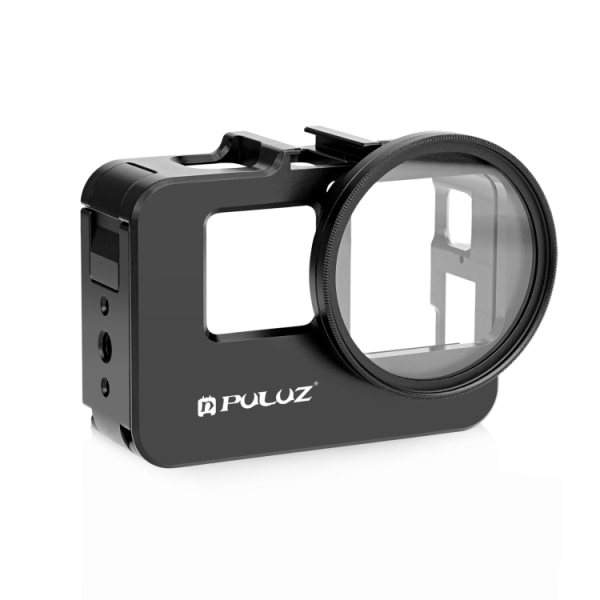 PULUZ metallkamerabur för Insta360 Ace / Ace Pro Action Camera Expand skyddsram med 52 mm UV-filter och adapterring Black