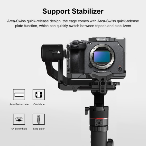 För Sony ILME-FX30 / FX3 PULUZ Metal Camera Cage Stabilizer Rig med NOTA Slider (svart) Black