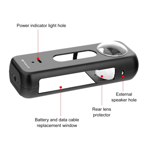 PULUZ case för Insta360 X4 actionkamera Lätt videobur Stötsäker ram med cover (svart) Black
