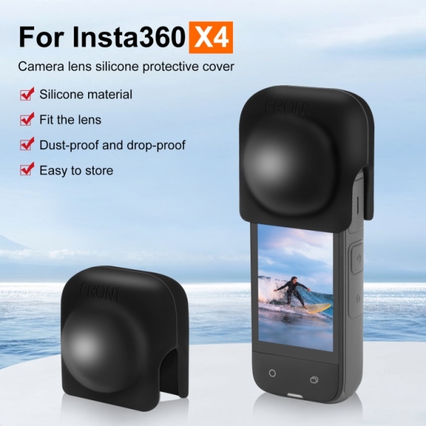 PULUZ cover för Insta360 X4 panoramakamera Stötsäker skyddande cap Black