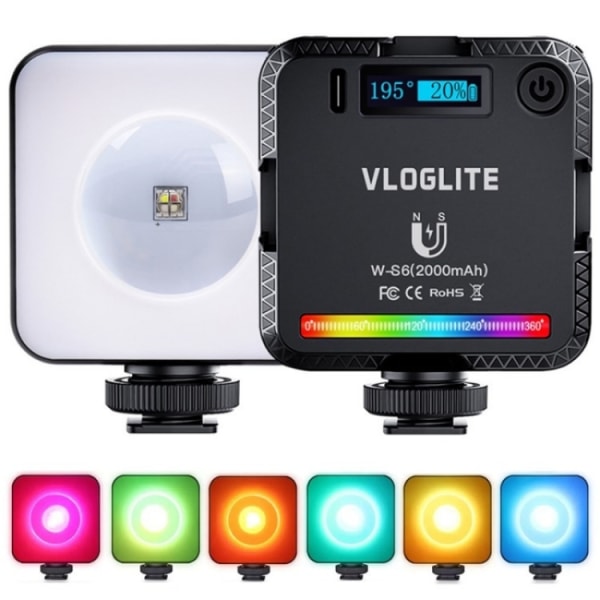 VLOGLITE W-S6 Magnetisk Mini Fullfärg RGB LED-kameraljus Solnedgångsatmosfärslampa