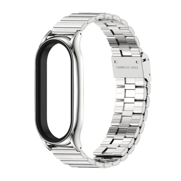 Mijobs Plus Case Bamboo Spänne Metal Watch Band För Xiaomi Mi Band 8 (Silver) Silver For Xiaomi Mi Band 8