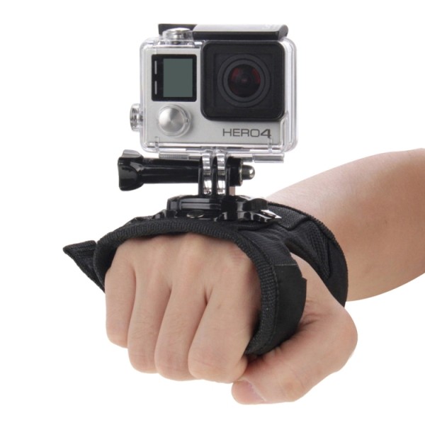 PULUZ 360 graders rotationshandskstil Handskremsband för GoPro Hero12 Svart /11 /10 /9 /8 /7 /6 /5, Insta360 Ace Pro actionkameror Black