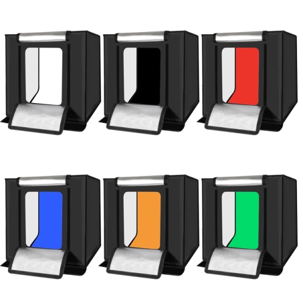 6 ST PULUZ hopfällbar fotografistudiobakgrund, 6 färger (svart, vit, röd, blå, orange, grön), storlek: 80cm x 40cm