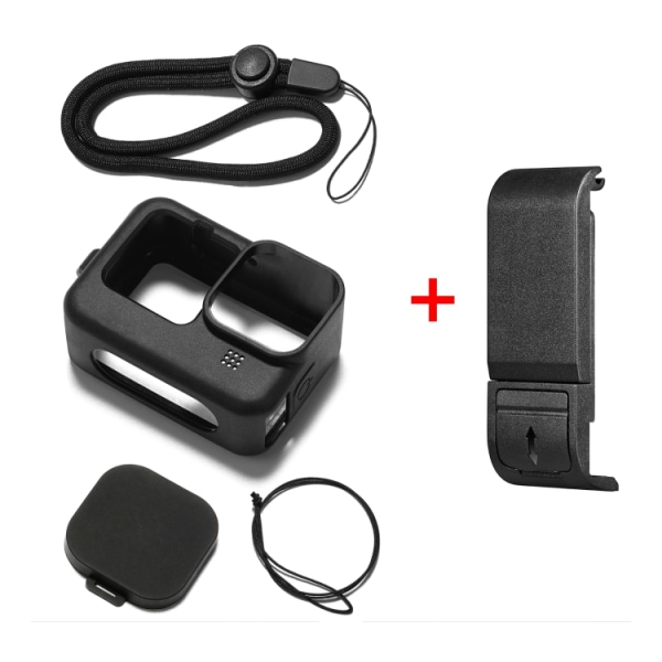 PULUZ för GoPro HERO12 Svart /11 Svart /10 Svart /9 Svart Case + POM- cover med handledsrem och cover(svart) Black