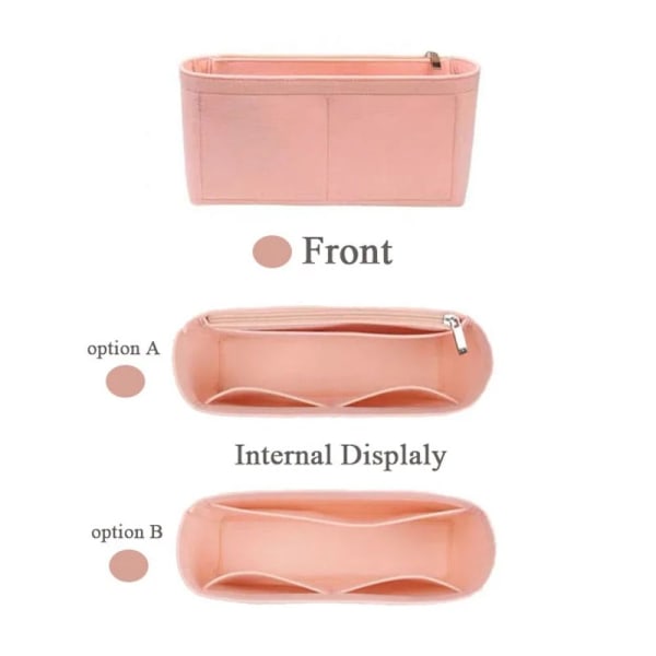 1. Multi-lommeveskeorganisator for Longchamp Mini Bag Innlegg Håndveskeforing pink A(No zipper)