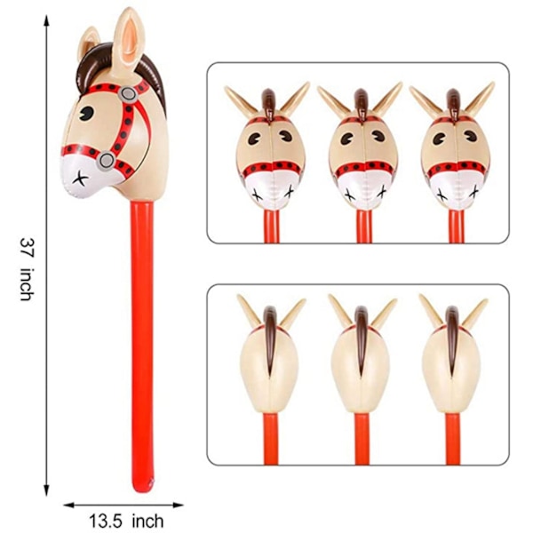 3 kpl Ilmatäytettävät hevosenpäät Cowgirl-keppi PVC-ilmapallo Ulkoilmaopetuslelut lapsille vauvoille