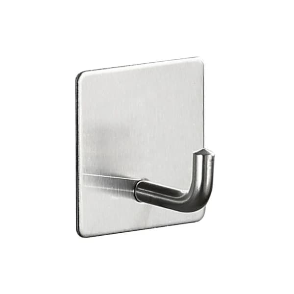 4-pack självhäftande krokar i rostfritt stål, ingen borrning, väggkrokar för kök, badrum, sovrum, silver silver