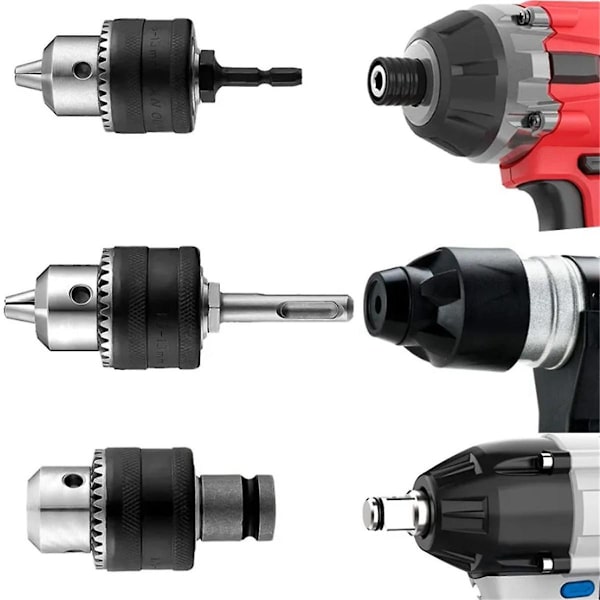 1,5-13 mm Konverter 1/2 tum-20unf Nyckel Borrchuck Trådadapter Sds 1/4 tum Hex Drivnyckel Borr