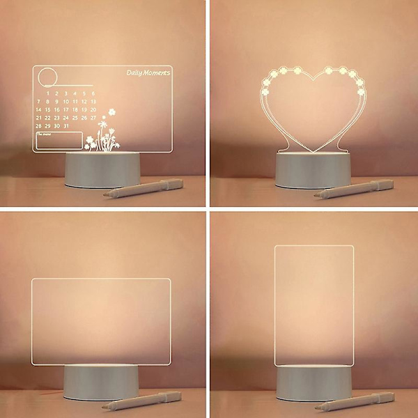 Creative USB LED Message Board Night Light with Pen DIY Night Lamp Decoration E Transparent E Transparent