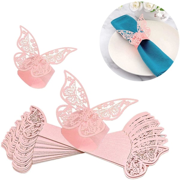 50 stk sommerfuglformede serviettringer, sommerfuglpapir hule serviettringer serviettholder