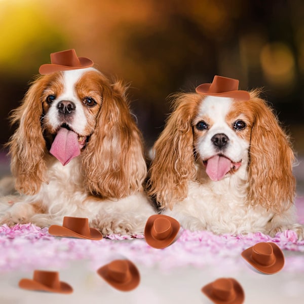 40 stk brune Mini Hatter Dukkehatt Kunst DIY Håndverk Miniatyr Dukkedekorasjon Juletrepynt Dukketilbehør
