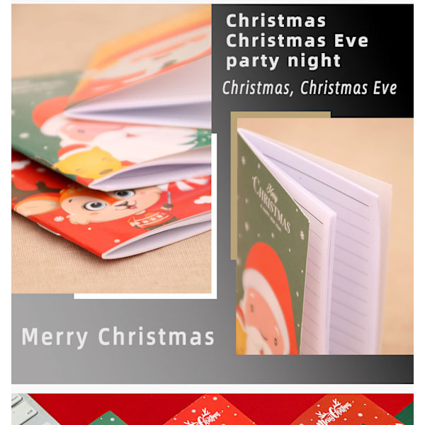 12 stk Julemini-notatbøker Xmas Notatblokk God Jul Liten Memo Pad Julenissen Snømann Lomme-notatbok (Tilfeldig stil)