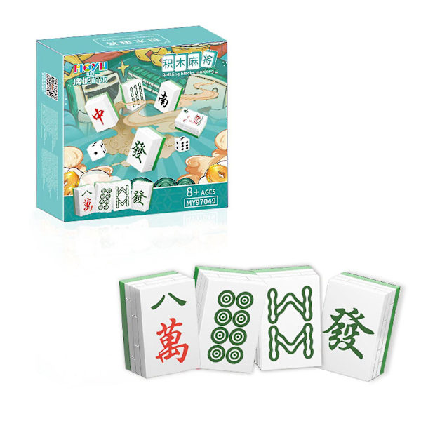 Mahjong-bordsspel i miniatyr, byggklossar, mahjong-mikrotegelset, brädspel, stadsbygge, leksaker för barn, 2278 delar