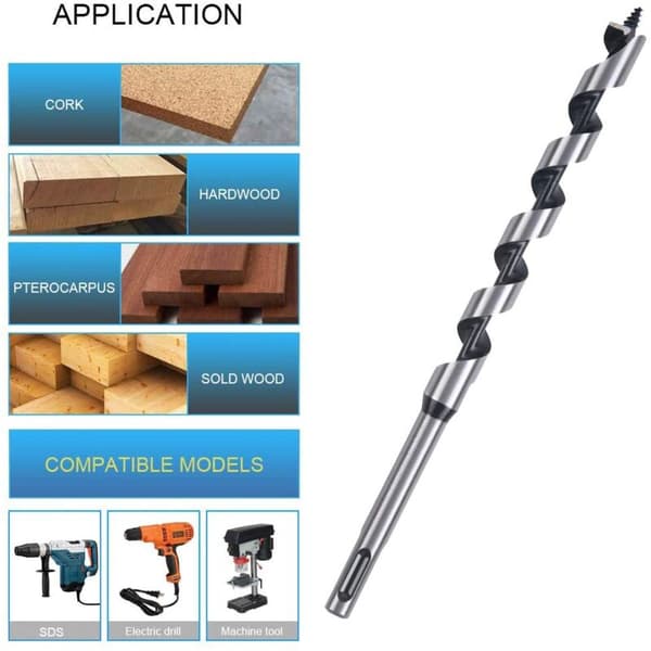 SDS-Plus Tresbor Sett 7 stk. 6-18mm Karbonstål Spiralhullkutter for Trearbeid