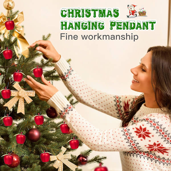 24 st Adornos Para Arbol De Navidad Hängande Prydnader Plast Äpplen Jul Dekoration Liten Dekoration