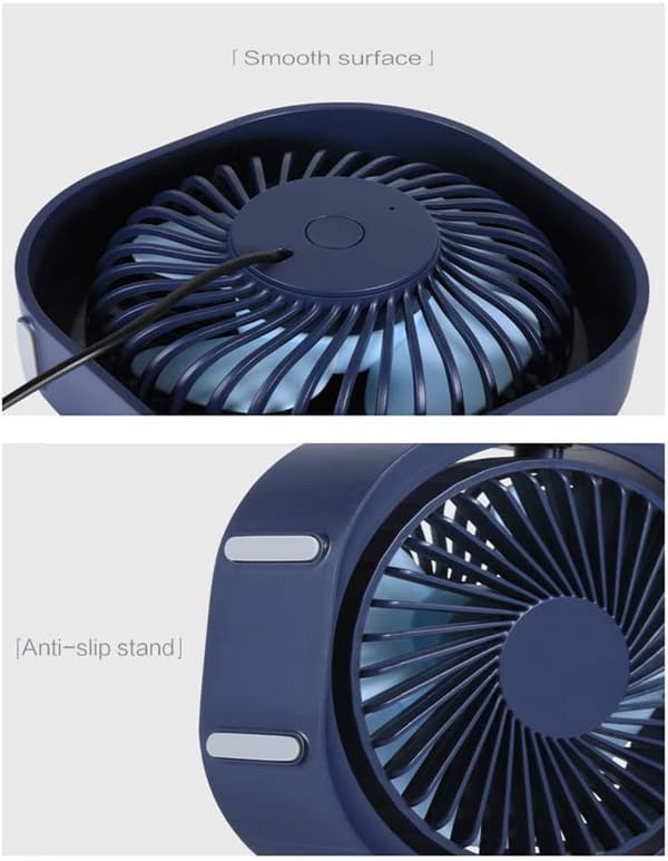 USB Mini-bordsfläkt Tyst 25dB 360° rotation 3 hastigheter Bärbar bordsfläkt för hem, kontor, sovrum och resor Blå