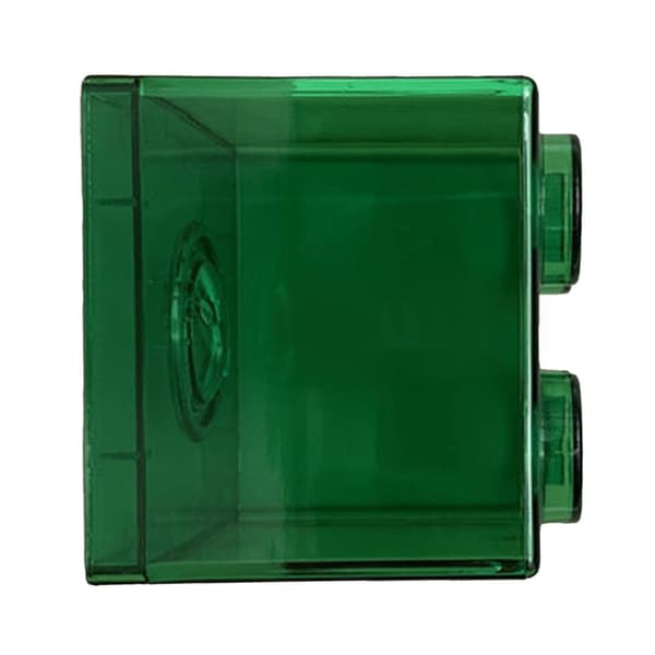 Transparent sparegris 8,9x9,2cm - Rektangulær byggeform sparebøsse grøn