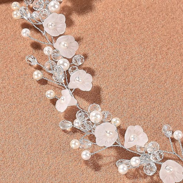 Rhinestone Brudesløyfe, Bryllups Sløyfe, Perle Blomst Blad Hodeplagg For Bryllup