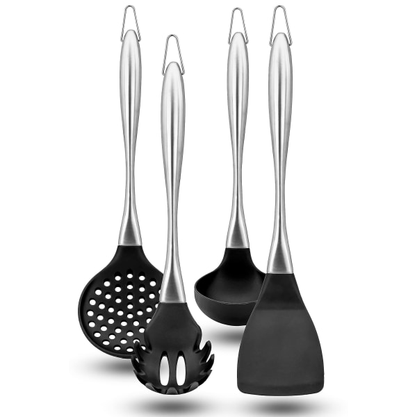 4-piece Kitchen Utensil Set Made Of Stainless Steel And Heat-resistant Silicone