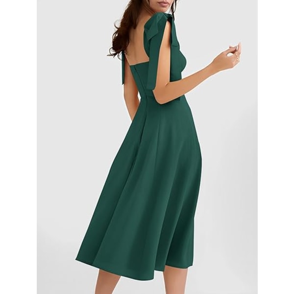Vintage korsettklänning för kvinnor Sweetheart Halsring Knytband Slits Ärmlös gunga Elegant midi party cocktailklänning green XL