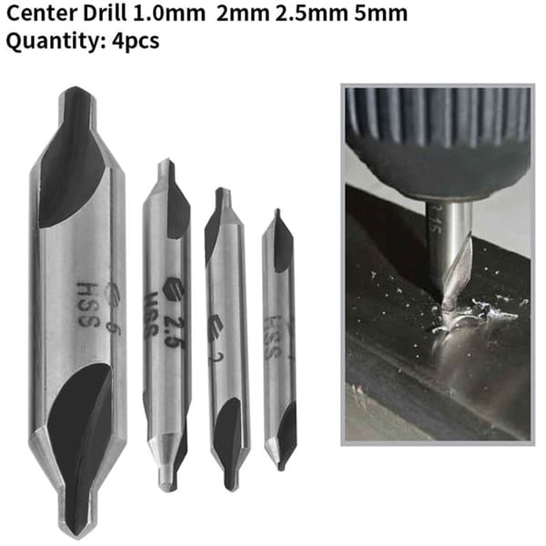 4 st 1/2/2,5/5 mm HSS 60 graders centrumborr Centreringsborrset