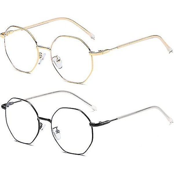 2-pack Blåljussperrande glasögon Datorglasögon Sexkantiga