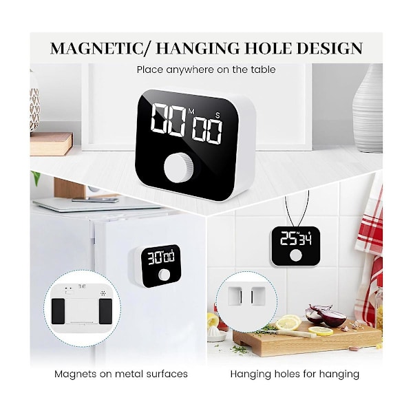 Køkken Timer, Digital Madlavning Timer Magnetisk Til Stoppur Nedtællingstimer Med LED-Display Rotary