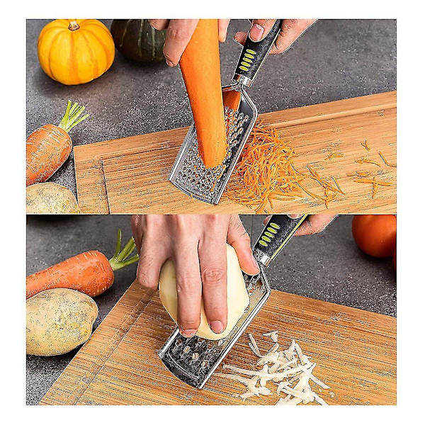 Rustfritt stål rivjern med rengjøringsbørste, fint parmesanrivjern og grovt osterivjern, for parmesan, sitroner, ingefær og hvitløk