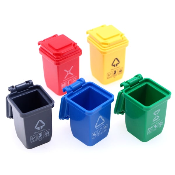 5 st Miniatyr Sopkorg Leksak Mini Wheelie Bin Dockhus Avfallshållare Miniatyr Sortering Sopkorg Modell