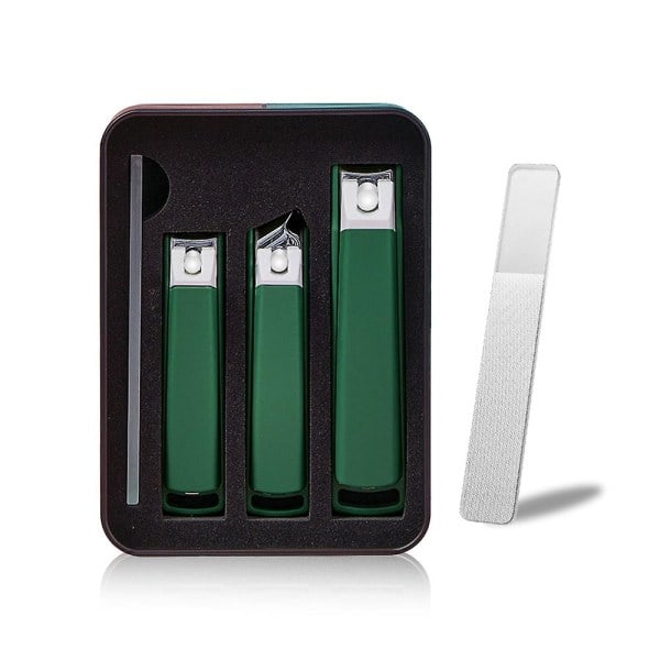 Set of 4 nail tools, steel, green