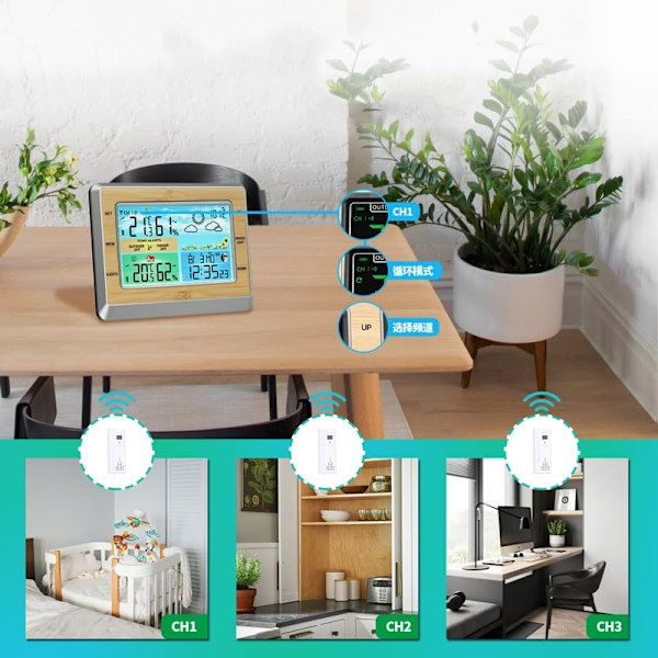 Silver Professionell Väderstation Inomhus Utomhus Termometer Termometer Väderstation med Vindhastighet och Riktning