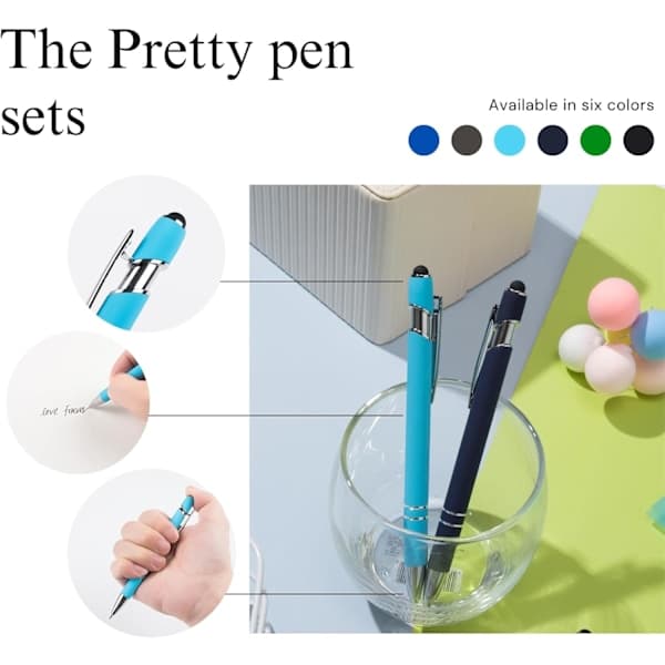 Kulspetspennor infällbara multipack 2 i 1 med stylus svart bläckpennor för kontoret Basic