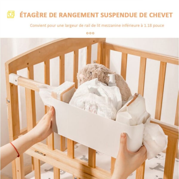 Hengende oppbevaringshylle for seng, sengekurv med 2 kroker, baby sengehyller, holder for sovesaltilbehør, oransje - oransje