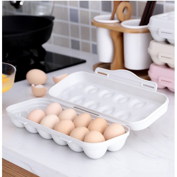 2 grå eggbeholdere for kjøleskap, rader eggdispenser for kjøleskap, plassbesparende eggbeholderbrett（12 * 2 egg）