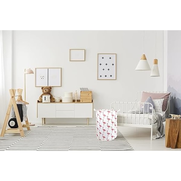 (Flamingo) 41*30cm tvättkorg i mesh och tvättsäck - hopfällbar