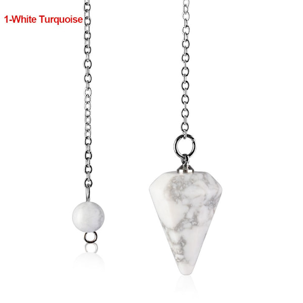 Luonnon parantava jalokiviriipus korut Reiki pyramidi kuusikulmainen heiluri ketjuriipus Amul 1-White Turquoise