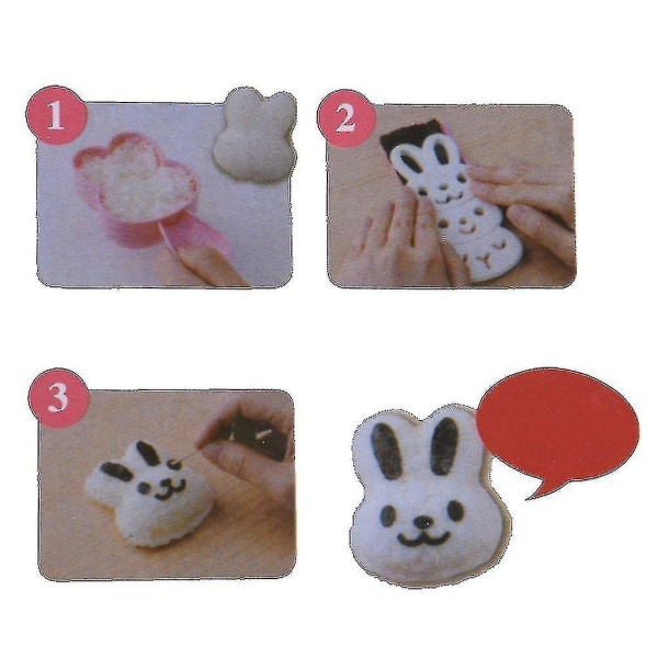 Liten risbollform set, söt tecknad mönster Diy Sushi Bento Nori risform (kanin-formad)