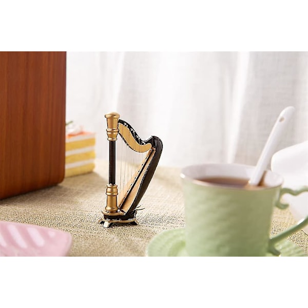 Miniharpa modell med presentask Mini musikinstrument prydnad prydnadsgåva