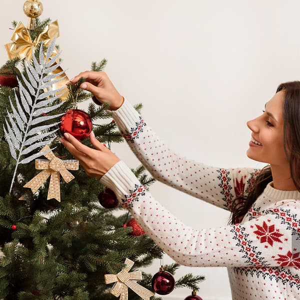 5 stk kunstige julepynt tredekorasjon festblader ornamenter
