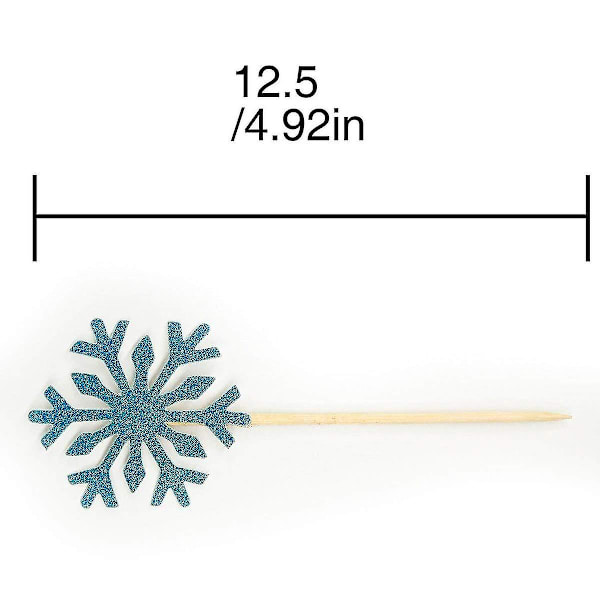 20 stk. bryllupskage dekoration frosne cupcake toppers tandstikker, sølv/blå/sne
