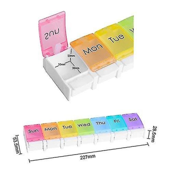 Pillerlåda 7 Dagar Pillerlåda 7 Fack Bärbar Veckovis Resepillerlåda Tillverkad Av Plast, Damm- Och Antibakteriell