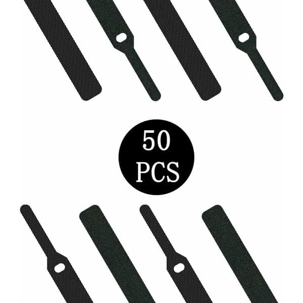 Pakke med 50 kabelbindere, 12145MM kabelbindere, justerbare genanvendelige bindestropper (sort)